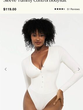 Long-Sleeve V-Neck Snap-Front Bodysuit - White